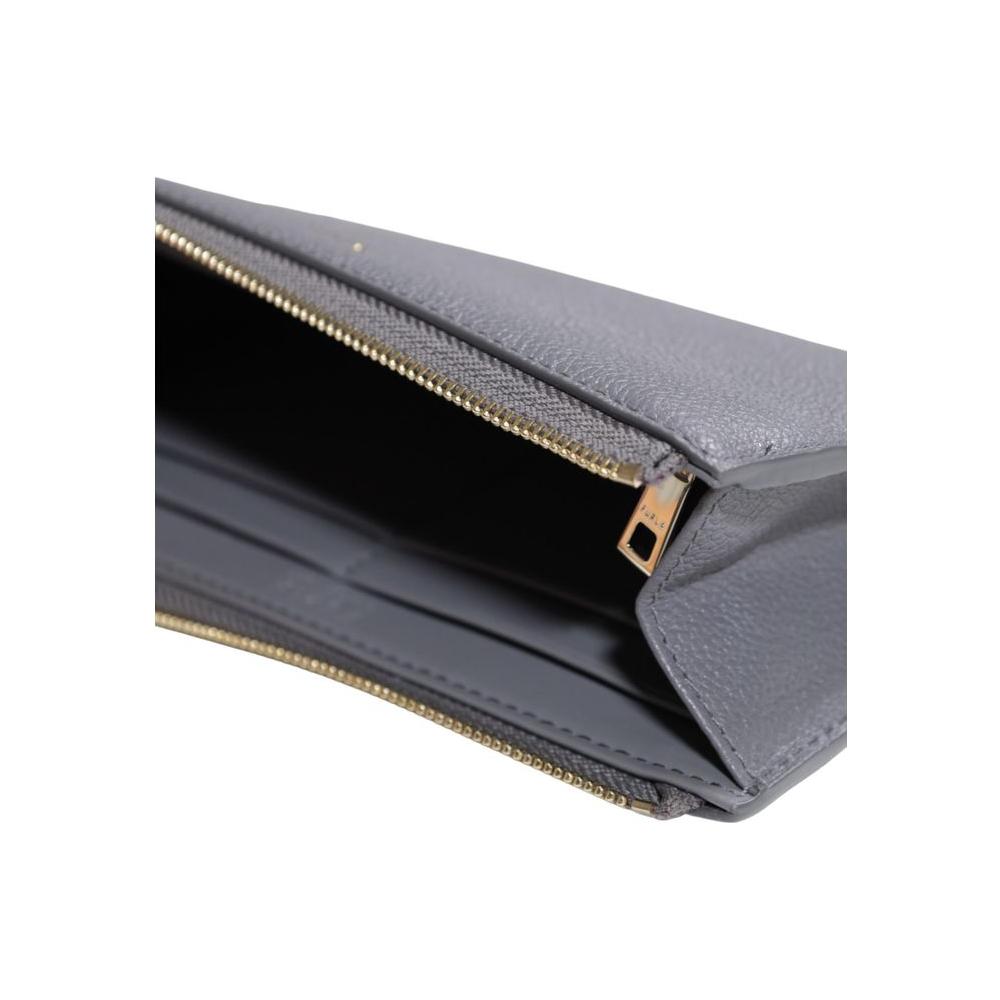 Furla gray leather women's wallet with gold zipper, stylish and durable, perfect for Fall/Winter collection, 100% leather.