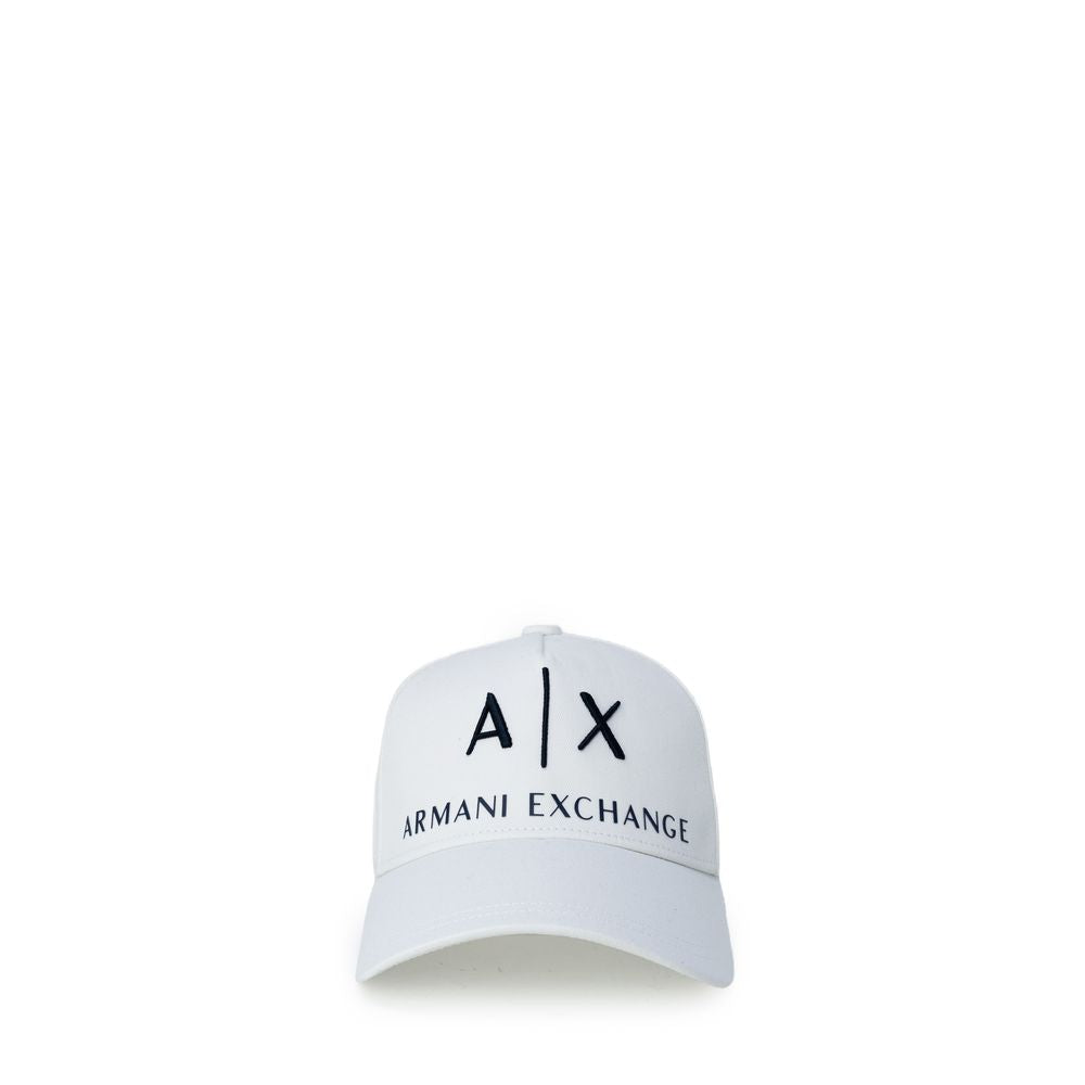 Armani Exchange cream cotton cap with visor and logo, perfect for casual wear and sunny days.