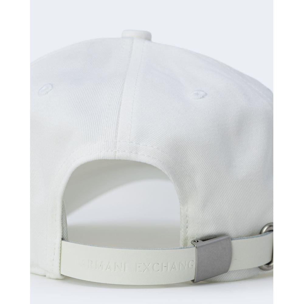 Back view of Armani Exchange cream cotton cap with adjustable strap, showcasing the elegant brand logo.