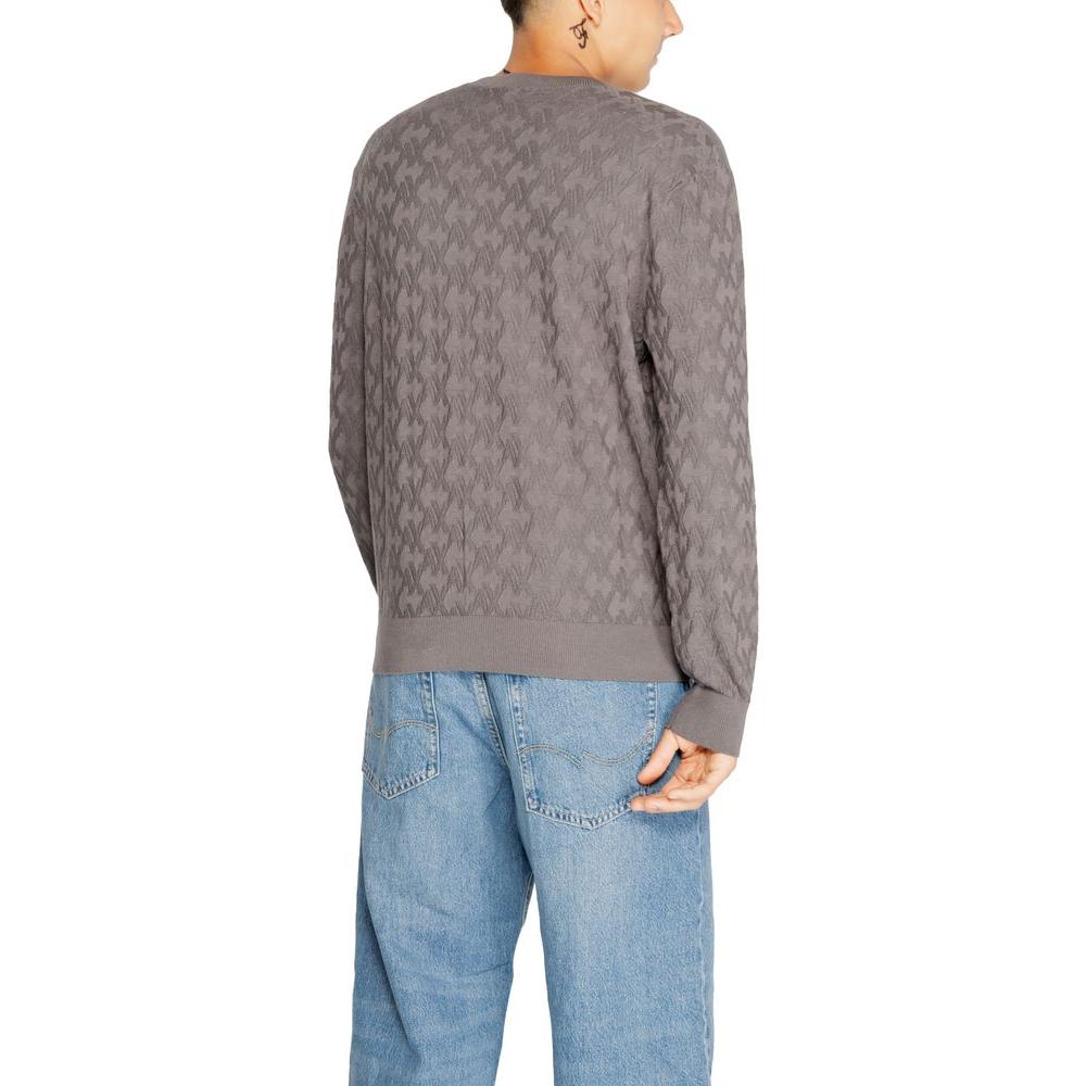 Back view of a men's Armani Exchange gray viscose T-shirt, part of the fall/winter knitwear collection.