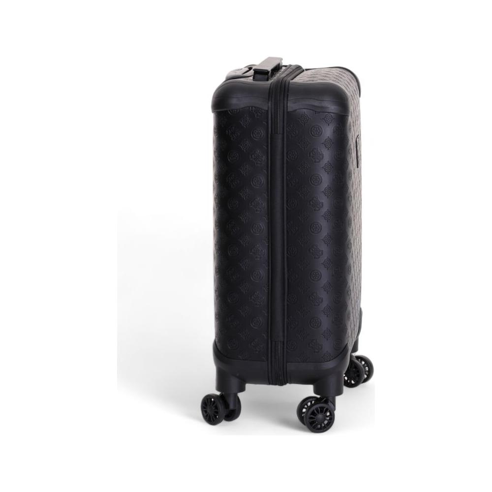 Guess black polyethylene suitcase for women, fall/winter collection, 100% polyurethane, stylish luggage with wheels.
