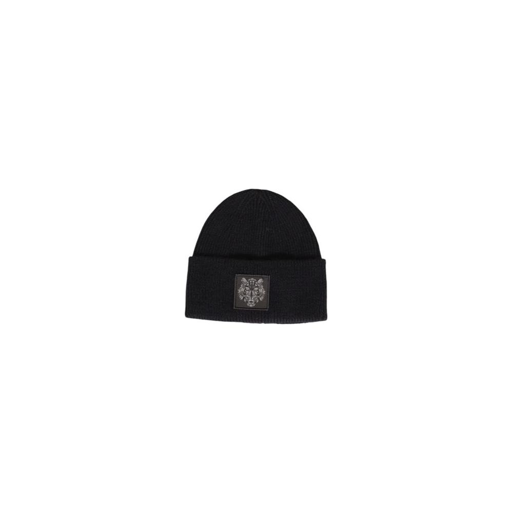 Antony Morato black wool blend hat for men, fall/winter collection, featuring sleek design and logo patch. 50% wool, 50% polyamide.