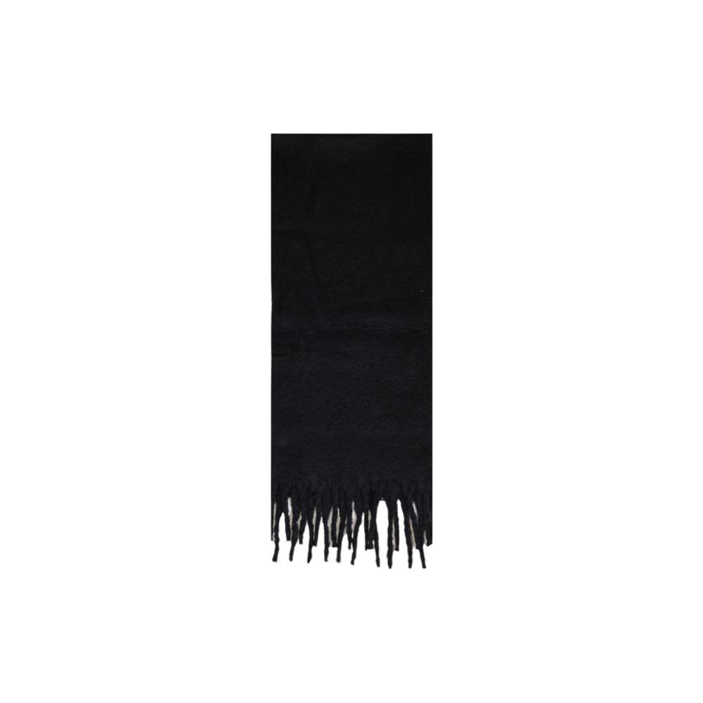 Antony Morato black polyester scarf for men, perfect for fall and winter, featuring a sleek design and fringed ends.