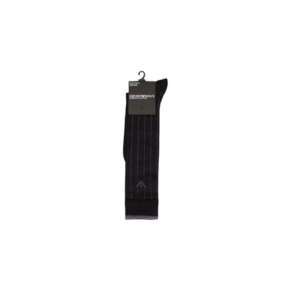 Emporio Armani long black cotton sock with packaging, ideal for men seeking comfort and durability; perfect for everyday or special events.
