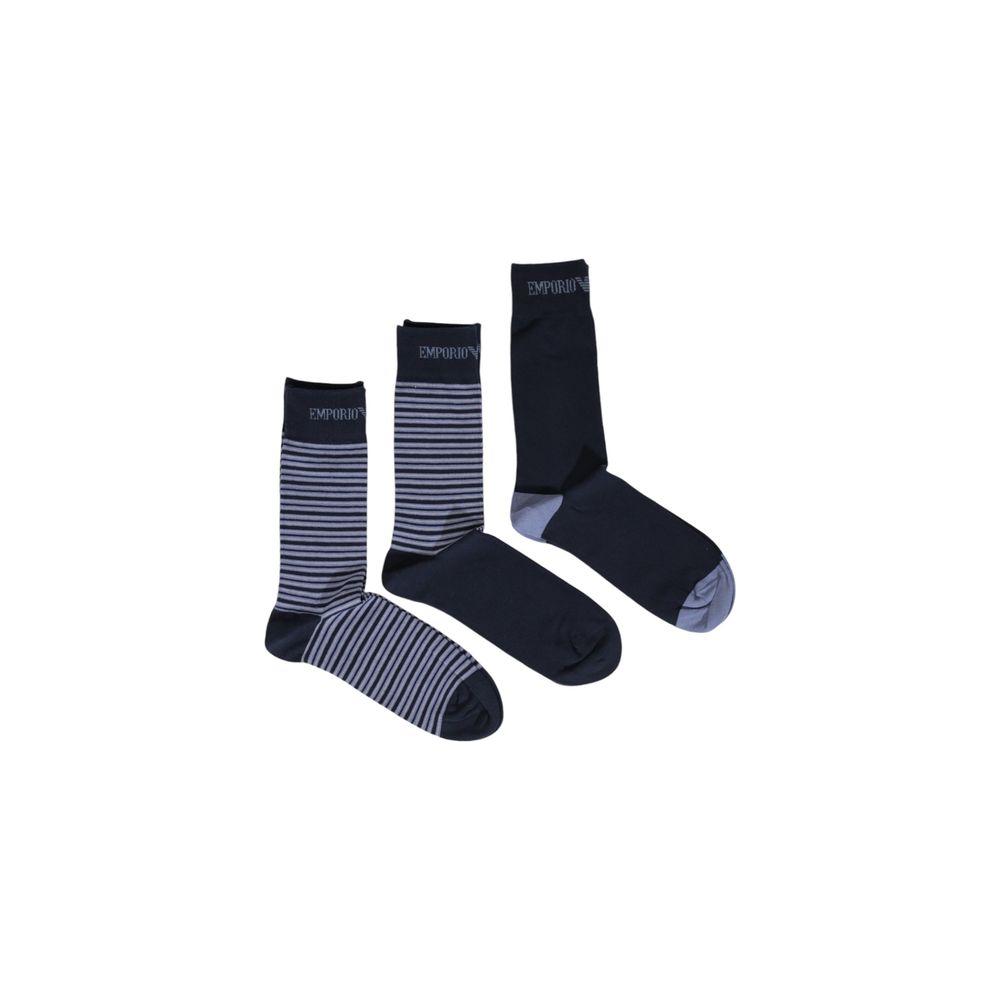 Emporio Armani men's blue cotton socks set of 3, featuring high-quality fabric for comfort and style, ideal for everyday wear and relaxation.