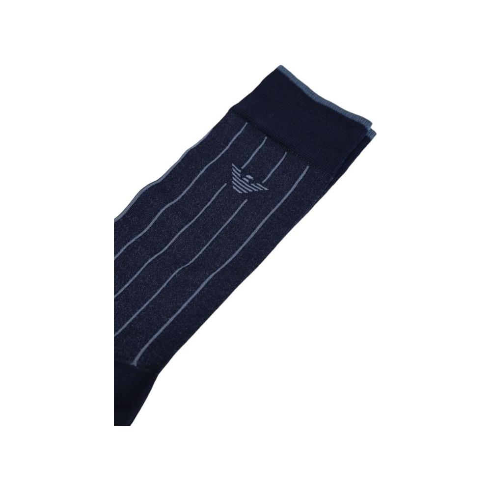 Emporio Armani blue cotton socks with brand logo, elegant design for men.