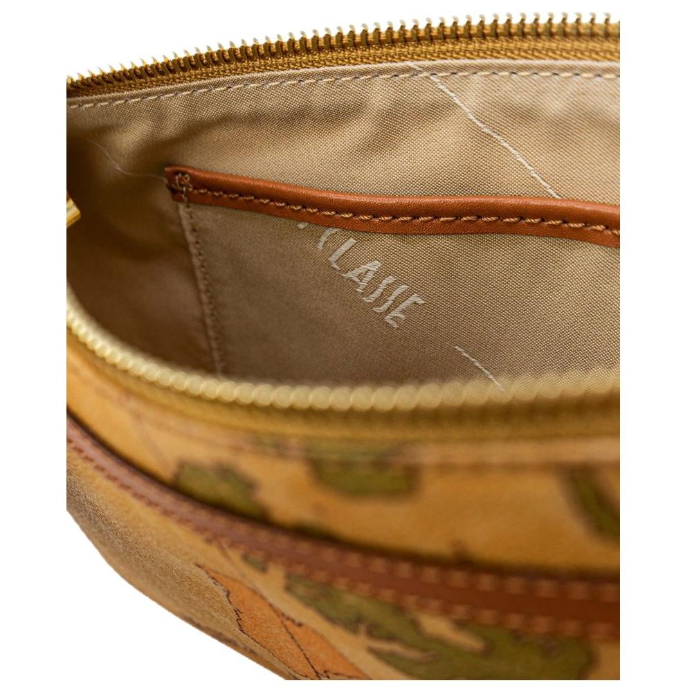 Interior view of Alviero Martini Prima Classe beige leather handbag showcasing spacious compartment and detailed design.