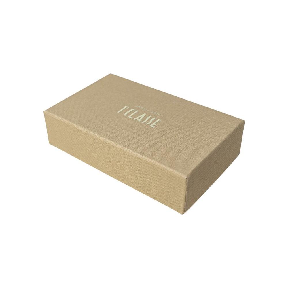 Beige gift box for Alviero Martini Prima Classe Keychain, elegant packaging for premium leather accessory.