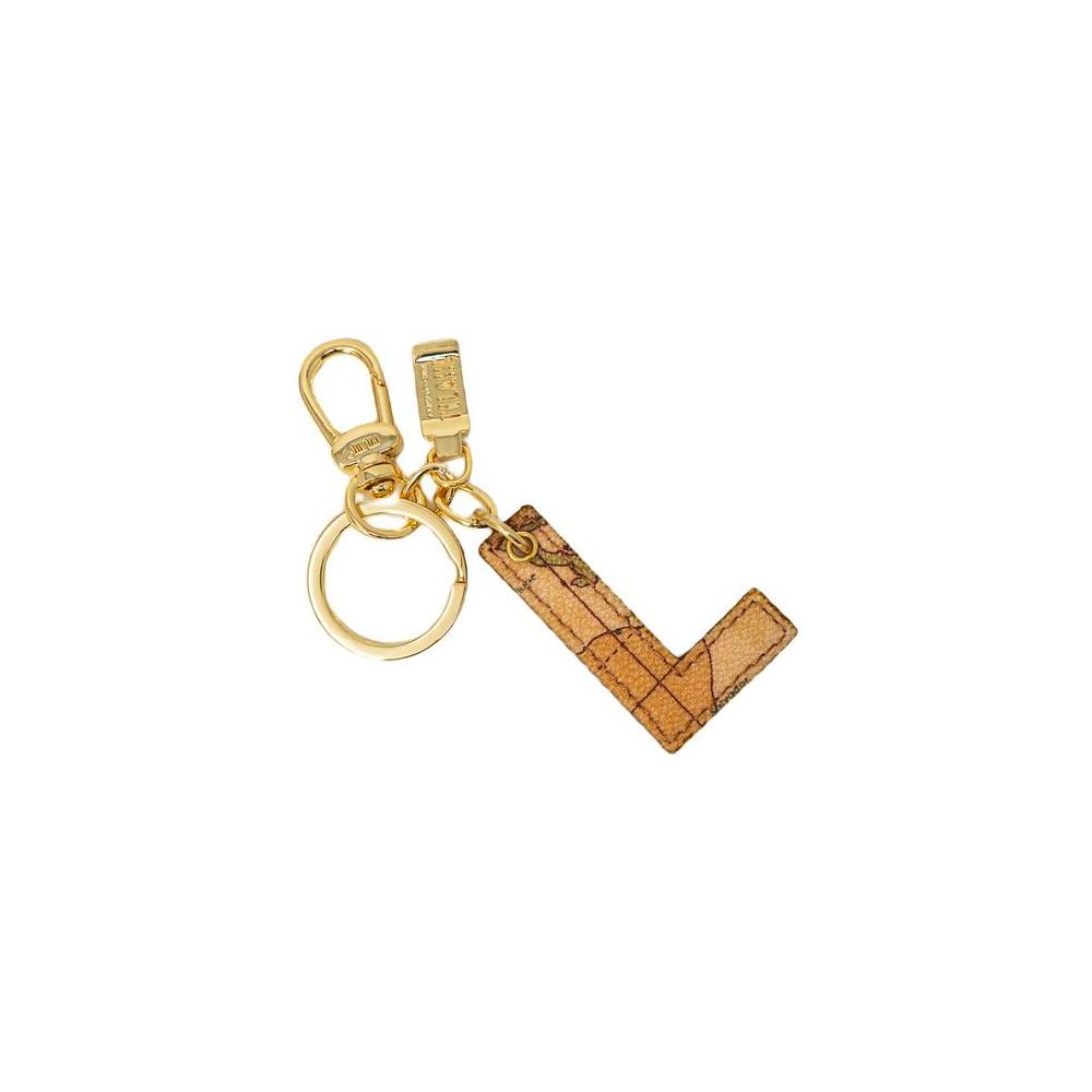 Alviero Martini Prima Classe beige leather keychain with 'L' charm, elegant design for women, made of leather and high-quality materials.