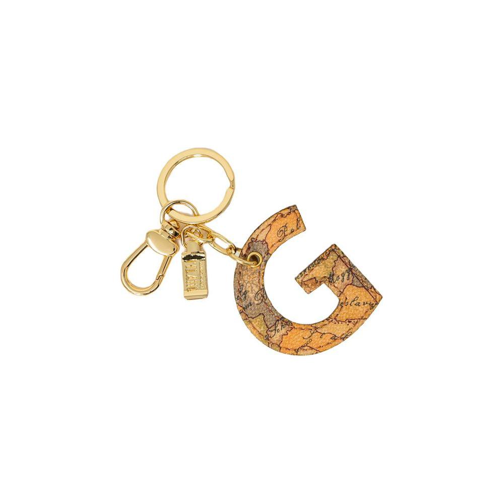 Alviero Martini Prima Classe beige polyethylene keychain with letter 'G', elegant and practical design, ideal accessory for modern women.