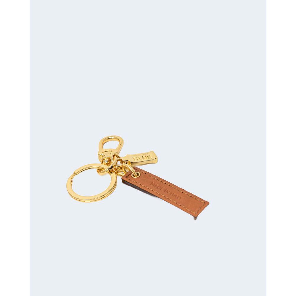 Alviero Martini Prima Classe beige leather keychain with golden details, stylish and durable accessory for women, 50% leather.