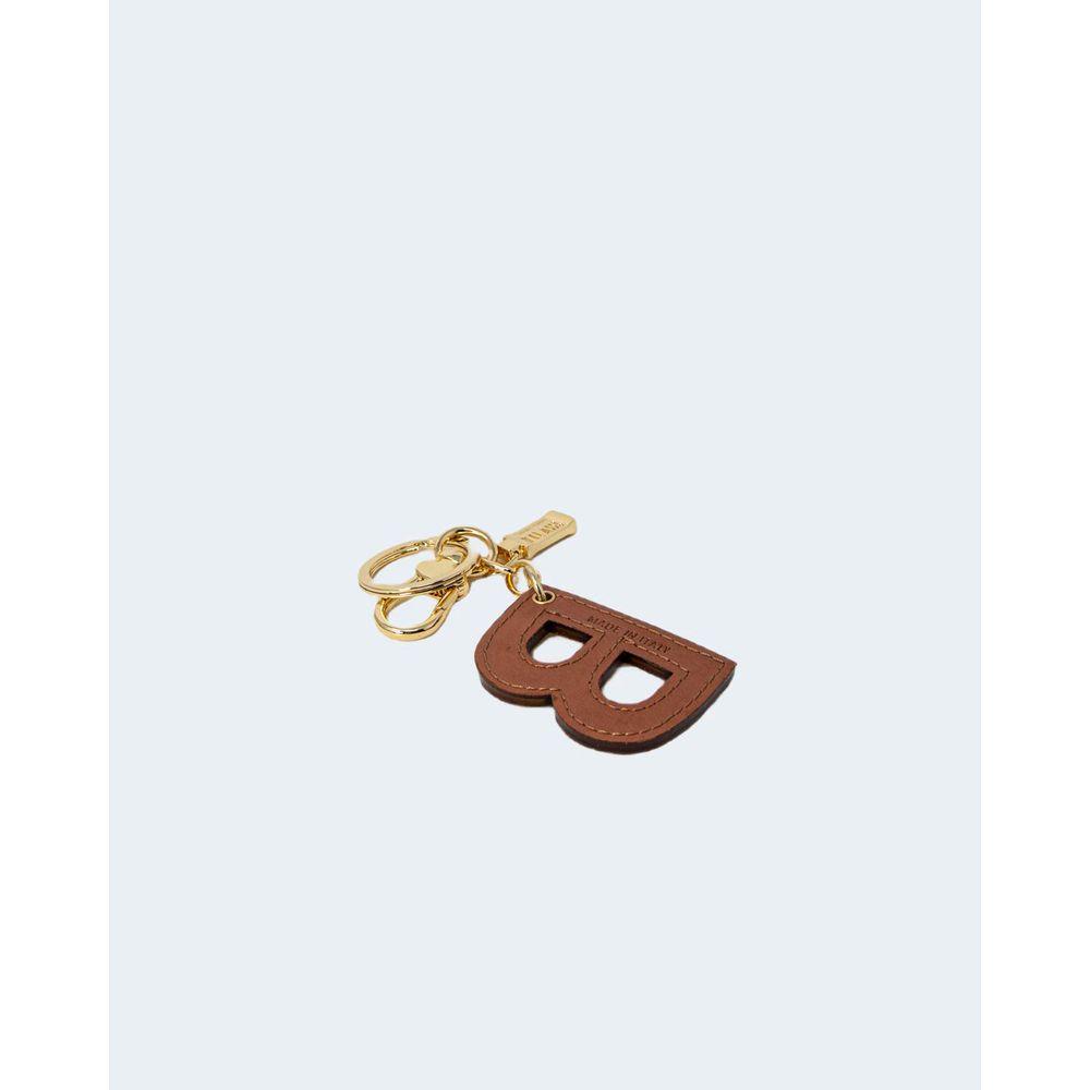 Alviero Martini Prima Classe beige keychain with embossed 'B', leather cotton blend, elegant and durable women’s accessory.
