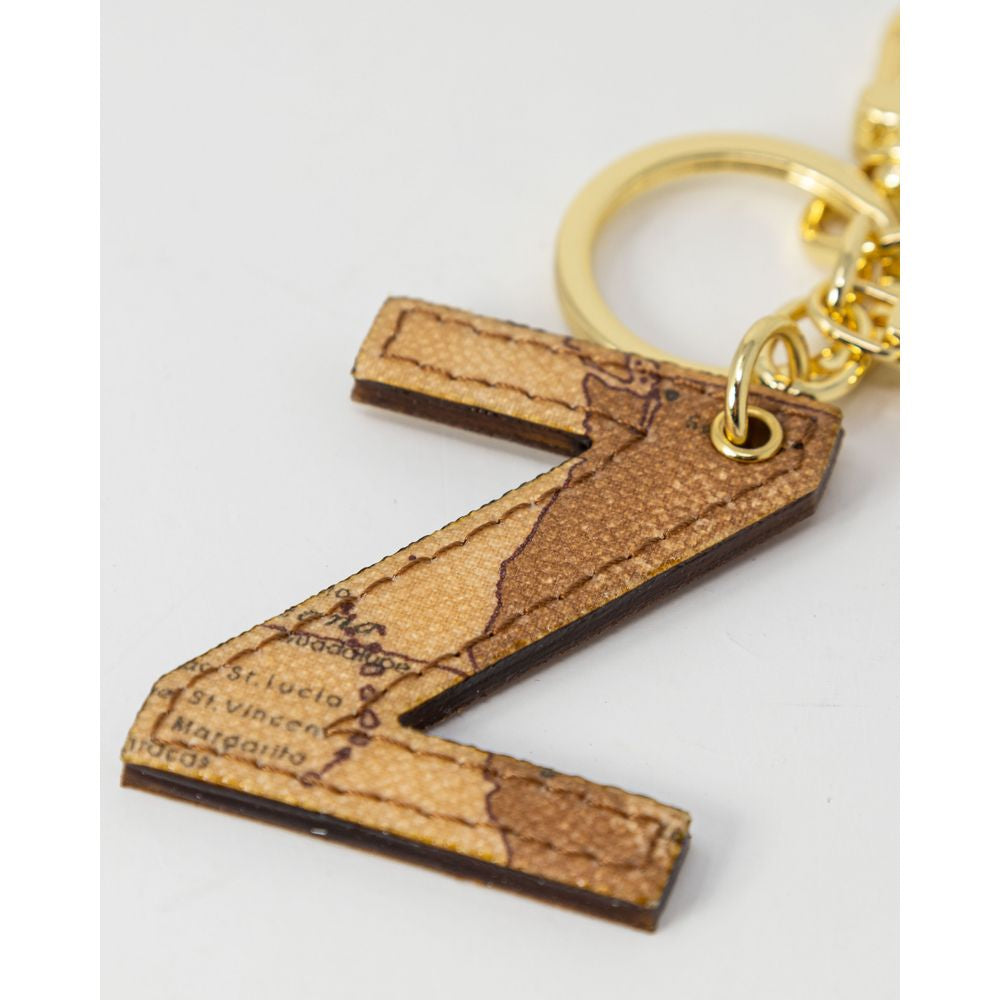 Alviero Martini Prima Classe beige leather keychain with letter 'Z'. Elegant, high-quality craftsmanship for refined style.
