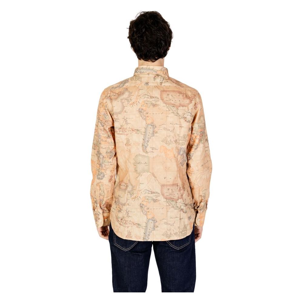 Alviero Martini Prima Classe Beige Shirt, Men's Fall/Winter Collection, 100% Polyester, Back View