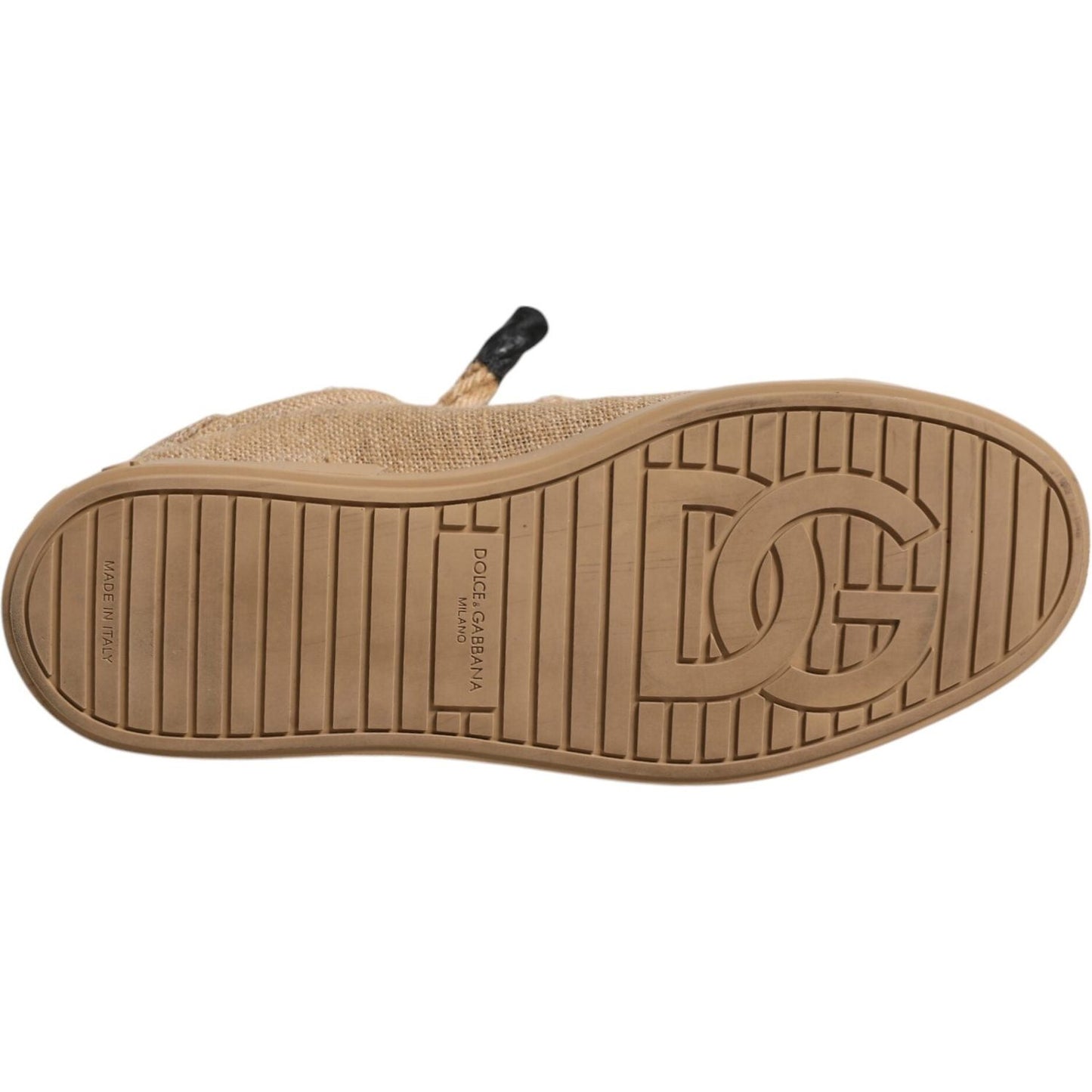 Dolce & Gabbana brown jute low top sneakers rubber sole with logo