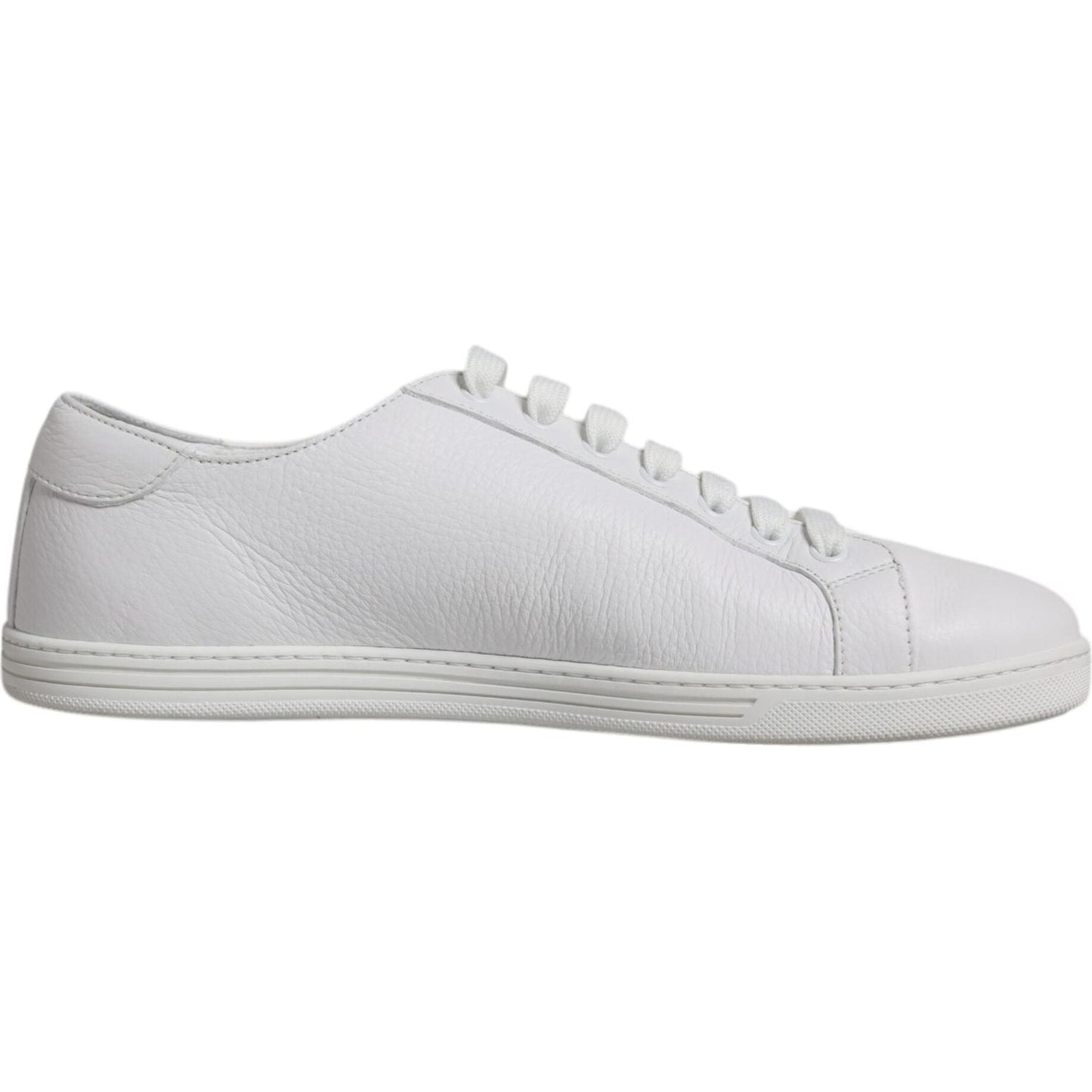 Dolce & Gabbana Saint Tropez white leather low top sneakers with lace-up design and rubber sole, showcasing luxury Italian craftsmanship.