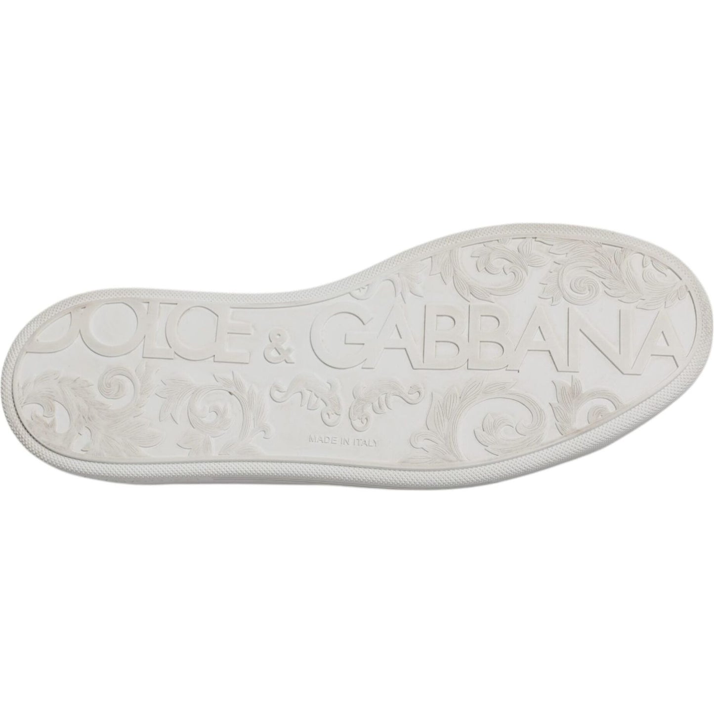 Dolce & Gabbana White Low Top Saint Tropez Sneakers Sole with Embossed Logo and Design, High Craftsmanship Made in Italy