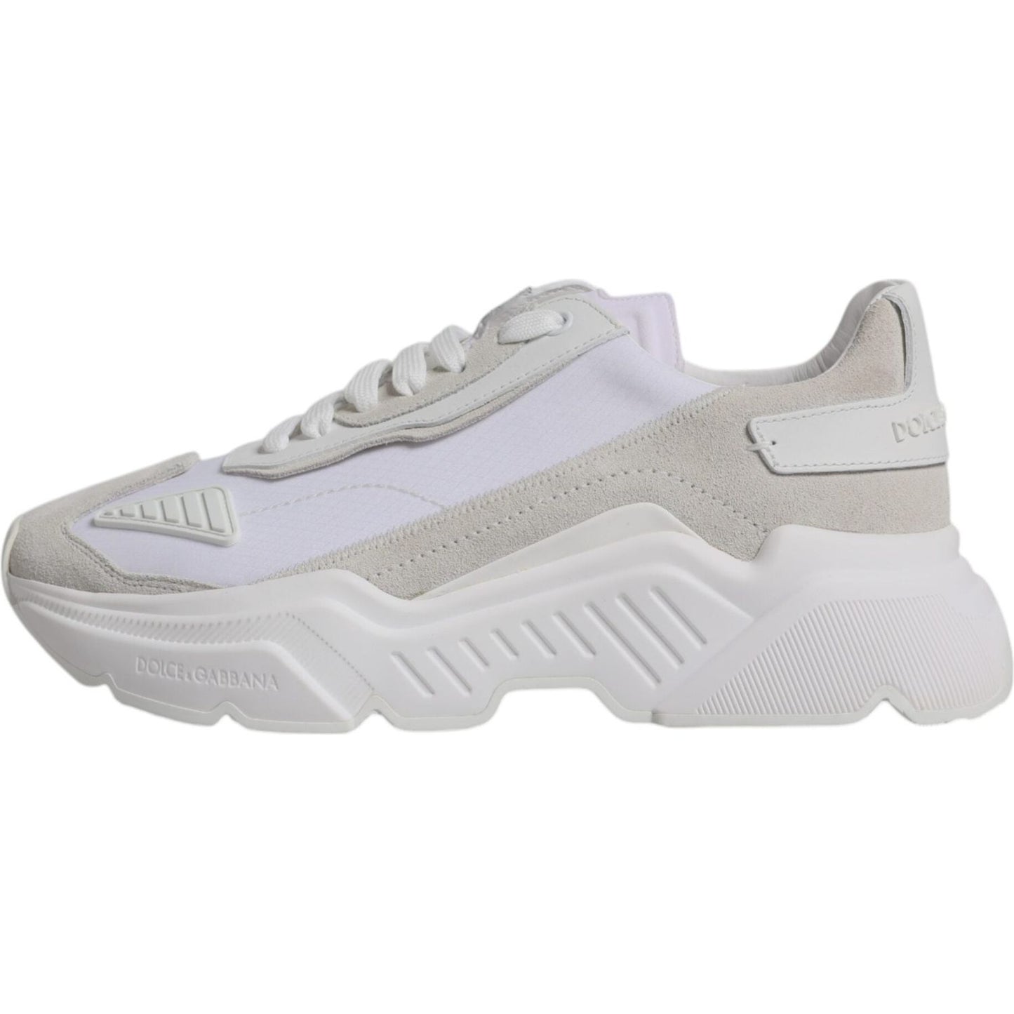 Dolce & Gabbana White Leather Daymaster Sneakers, Low-top, Rubber Sole, Lace-Up, Exclusive Italian Design