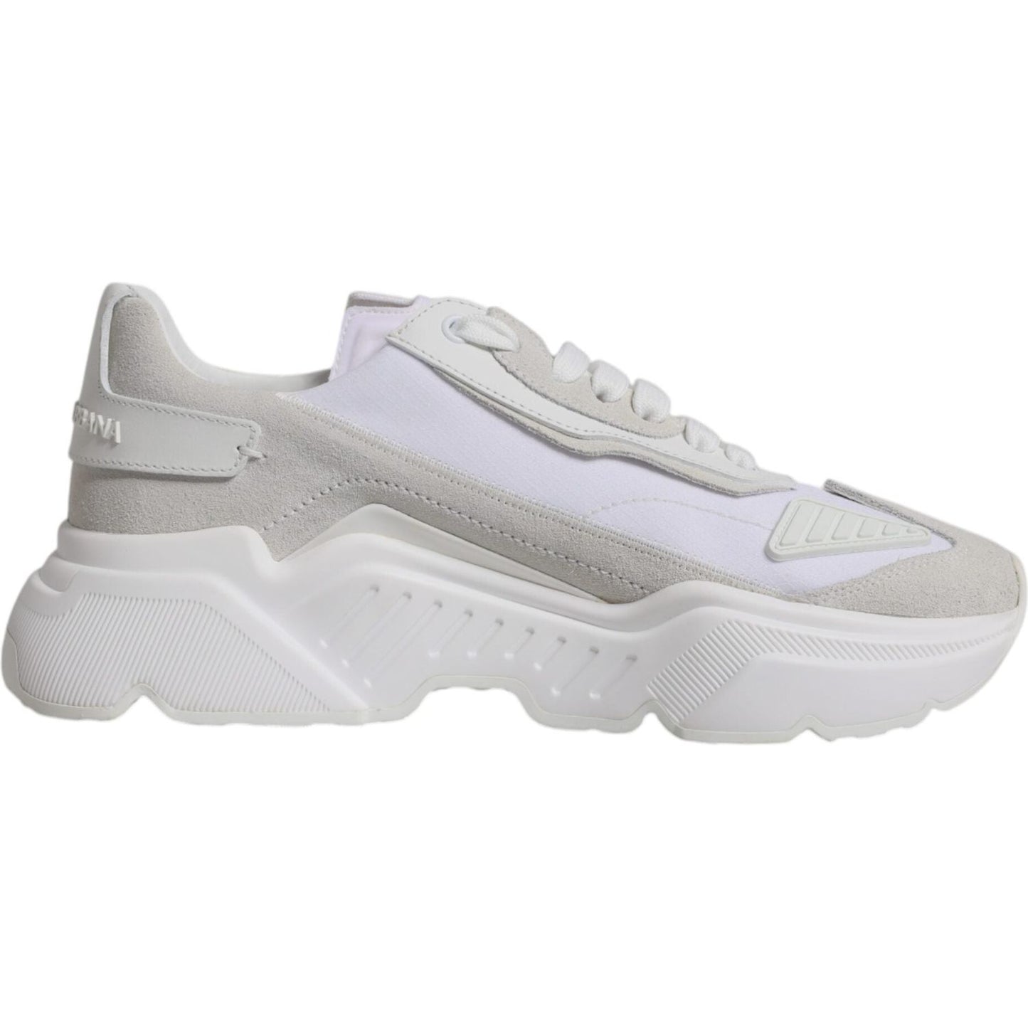 Dolce & Gabbana Daymaster white leather low-top sneakers with logo details and rubber sole, stylish and exclusive footwear.