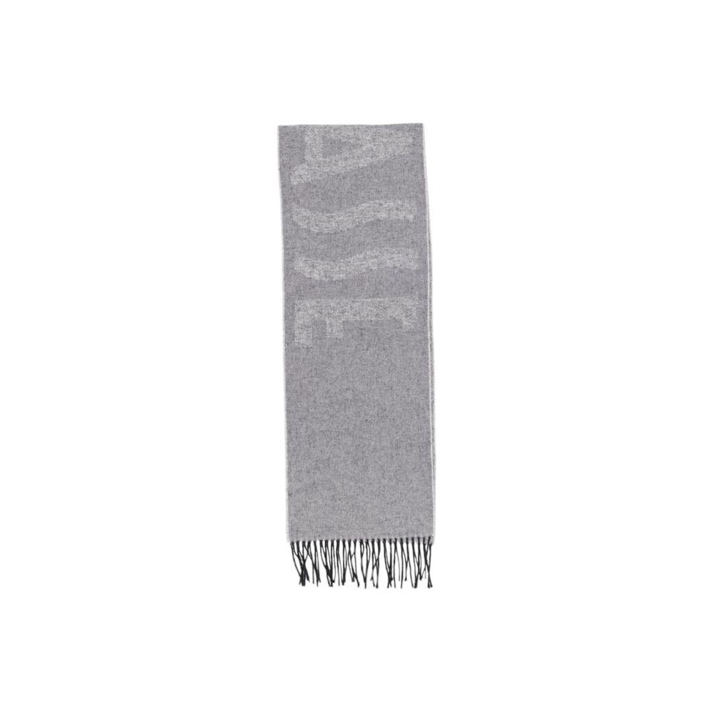 Alviero Martini Prima Classe gray cotton scarf for women, featuring fall/winter design with fringe, 70% cotton, 25% polyester.
