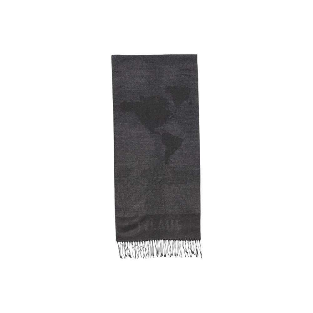 Alviero Martini Prima Classe gray viscose scarf with world map design, suitable for women, fall/winter collection.