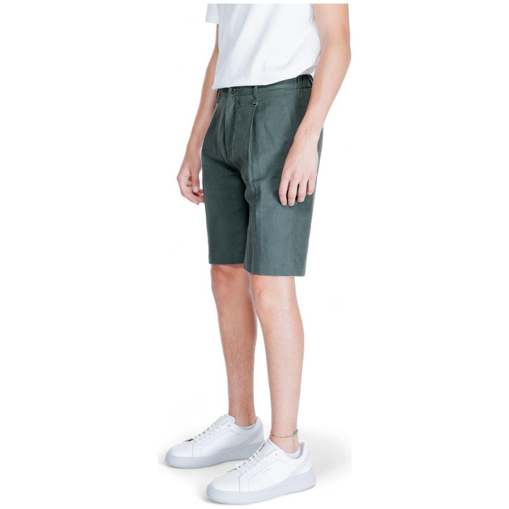 Antony Morato Green Linen Shorts for Men - Spring/Summer Collection, 52% Linen, 48% Viscose, Stylish Bermuda Fit