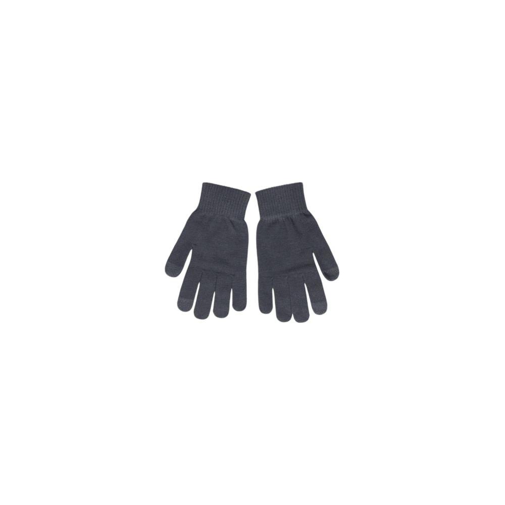 Gray recycled polyester winter gloves with sequins for women, Pieces brand, showcasing elegant and eco-friendly design.
