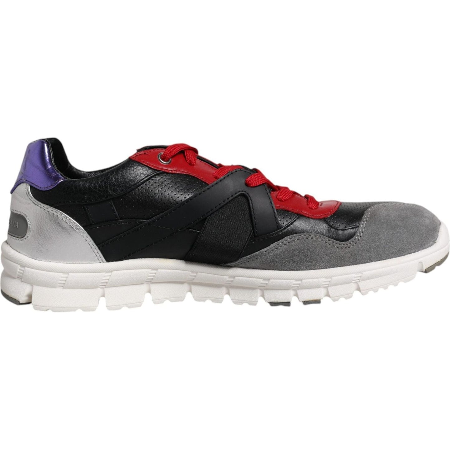 Dolce & Gabbana multicolor leather suede low top sneakers, featuring a rubber sole and lace-up closure with logo details.