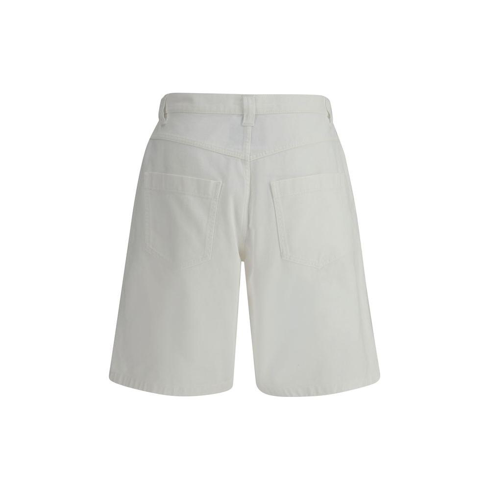 Back view of Moschino Denim Baggy Shorts with five pockets, belt loops, and below-the-knee length for a relaxed streetwear look.