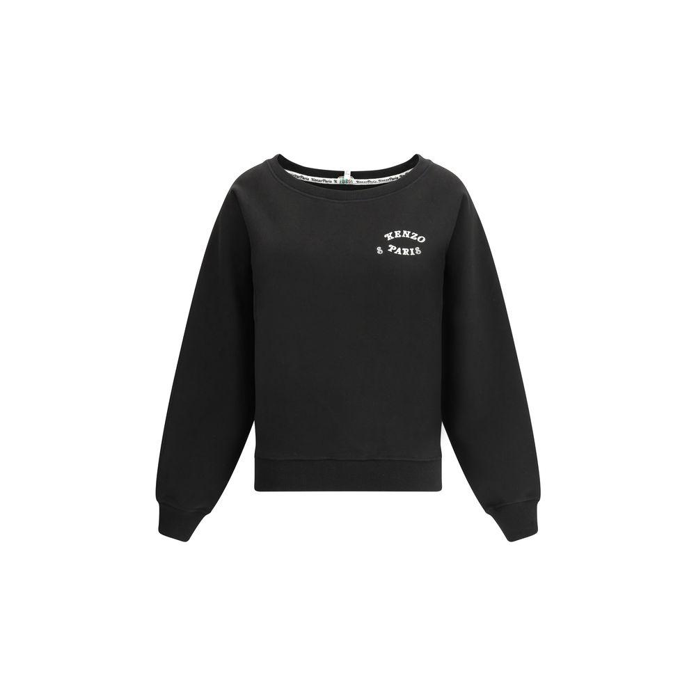 Kenzo cotton sweatshirt with ribbed boatneck, iconic monogram, monochrome design, contrasting maxi print, regular fit and plush interior.