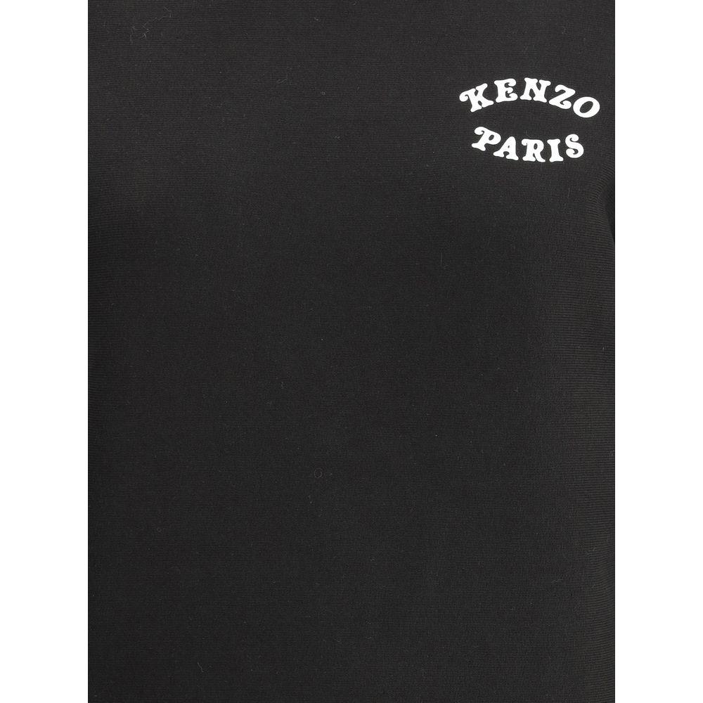 Kenzo black cotton sweatshirt featuring ribbed details, iconic monogram on front, contrasting maxi print on back, and plush interior.