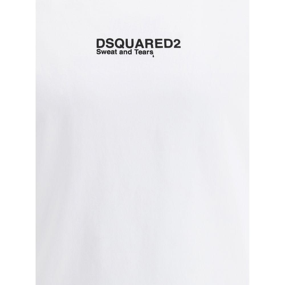 Dsquared2 cotton T-shirt with ribbed crew neck and iconic monogram on front in monochrome pattern, regular fit.