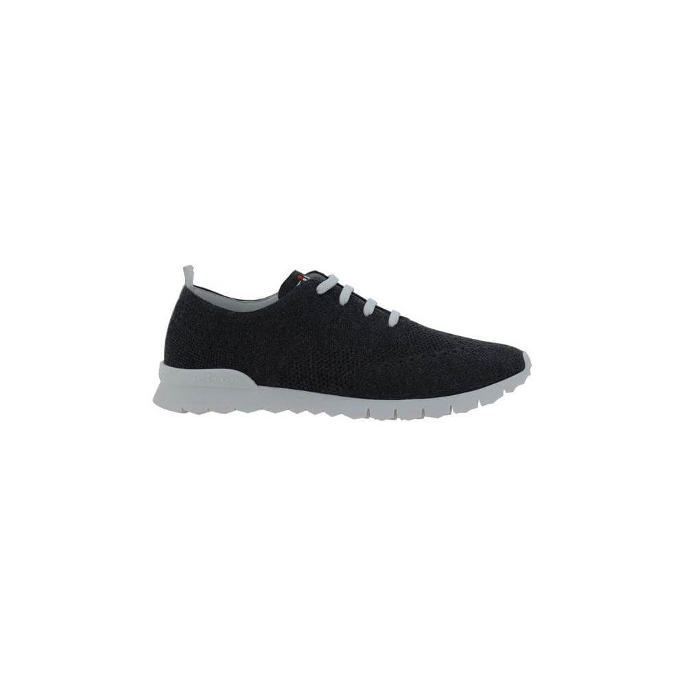 Alt Tag: Kiton sneakers with pointed toe, lace-up closure, breathable mesh, contrasting heel pull, and branded insole.