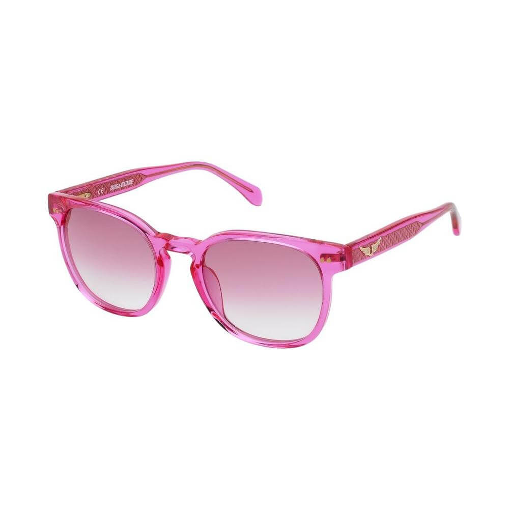 Zadig & Voltaire multicolor pink acetate sunglasses with violet gradient lenses, size 53/21/140 mm, for women.