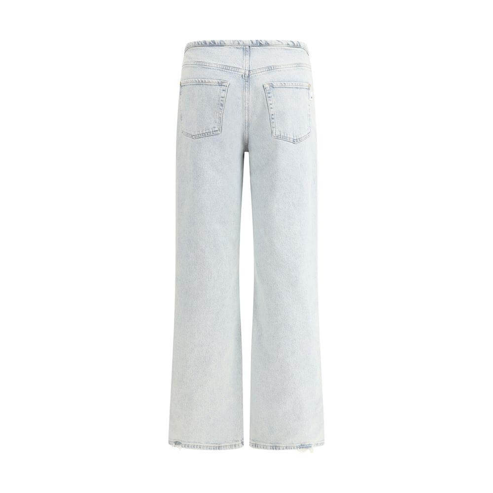 Back view of 7FOR Scout Sunkissed wide-leg jeans with vintage worn effect and elastic waistband.