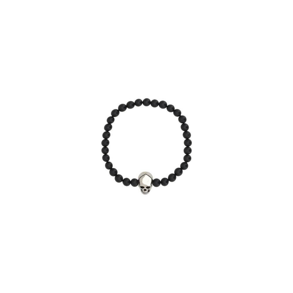 Alexander McQueen Skull Bracelet with three-dimensional skull and stretch design.
