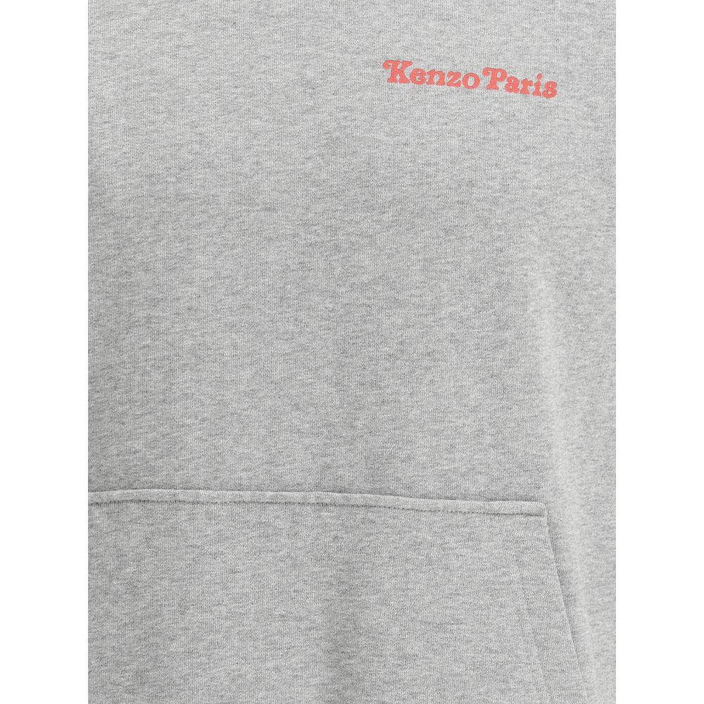 Kenzo cotton hoodie with ribbed cuffs, hem, front kangaroo pocket, and contrast brand monogram.