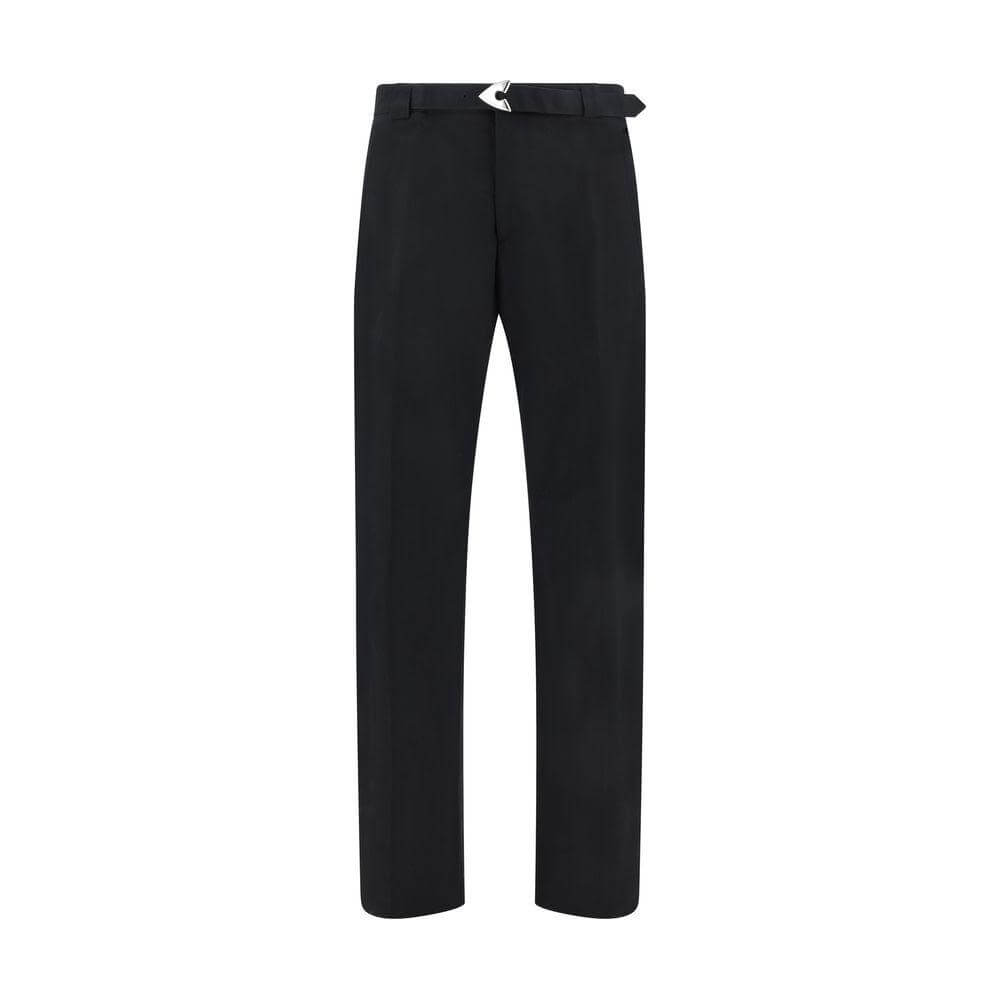 Alexander McQueen Arrow Belted Pants with arrow buckle and side welt pockets, showcasing modern elegance and functionality.