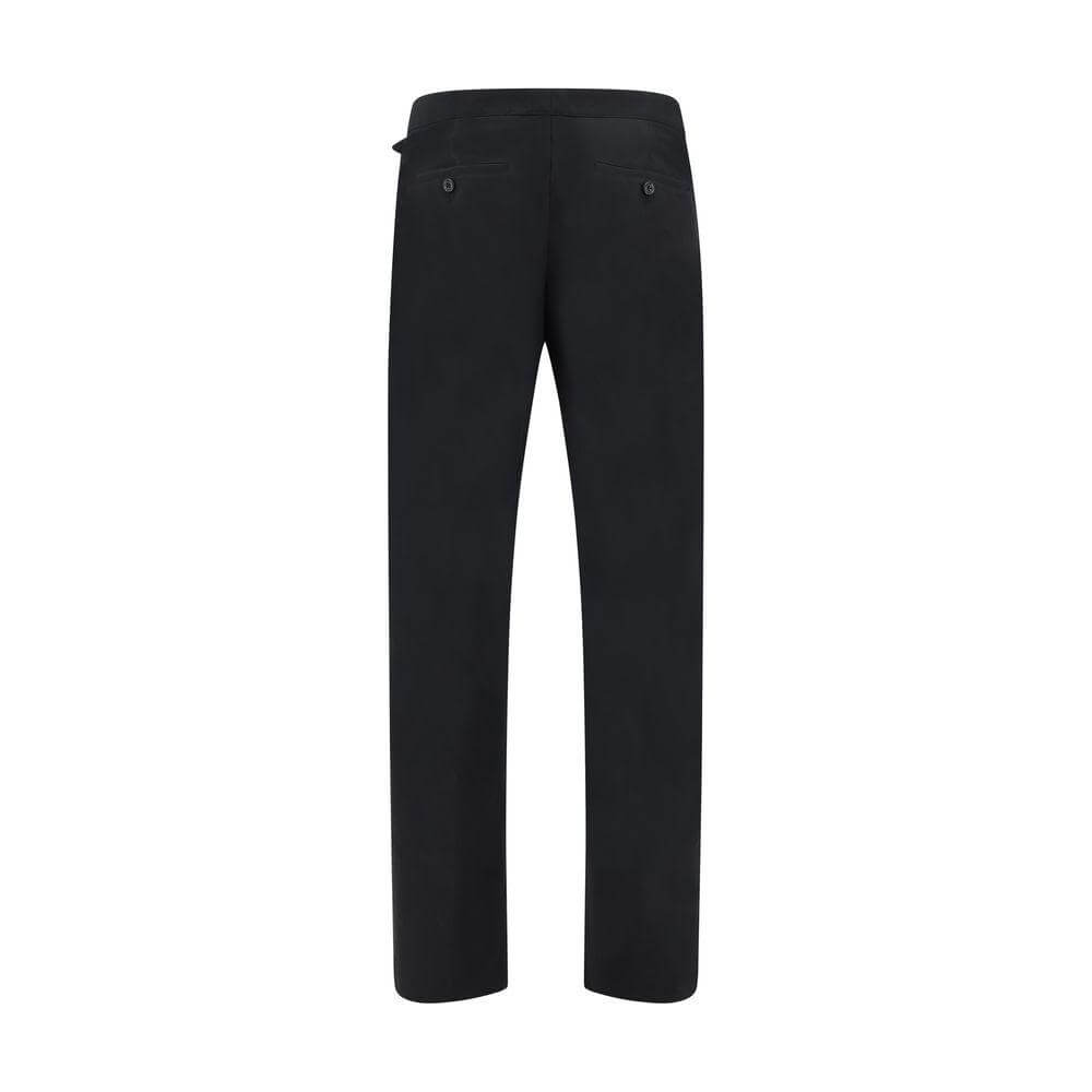 Back view of Alexander McQueen Arrow Belted Pants in black with logo and pockets.