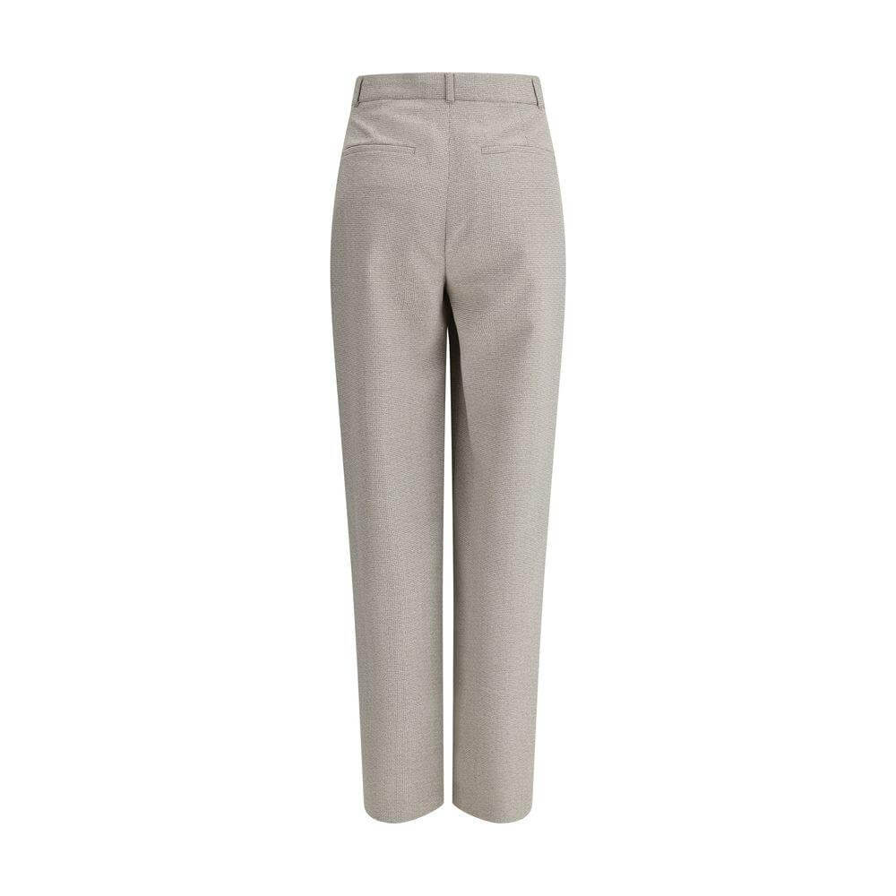Back view of Fendi pied-de-poule wool pants, showcasing elegant design and welt pockets, perfect for sophisticated style.