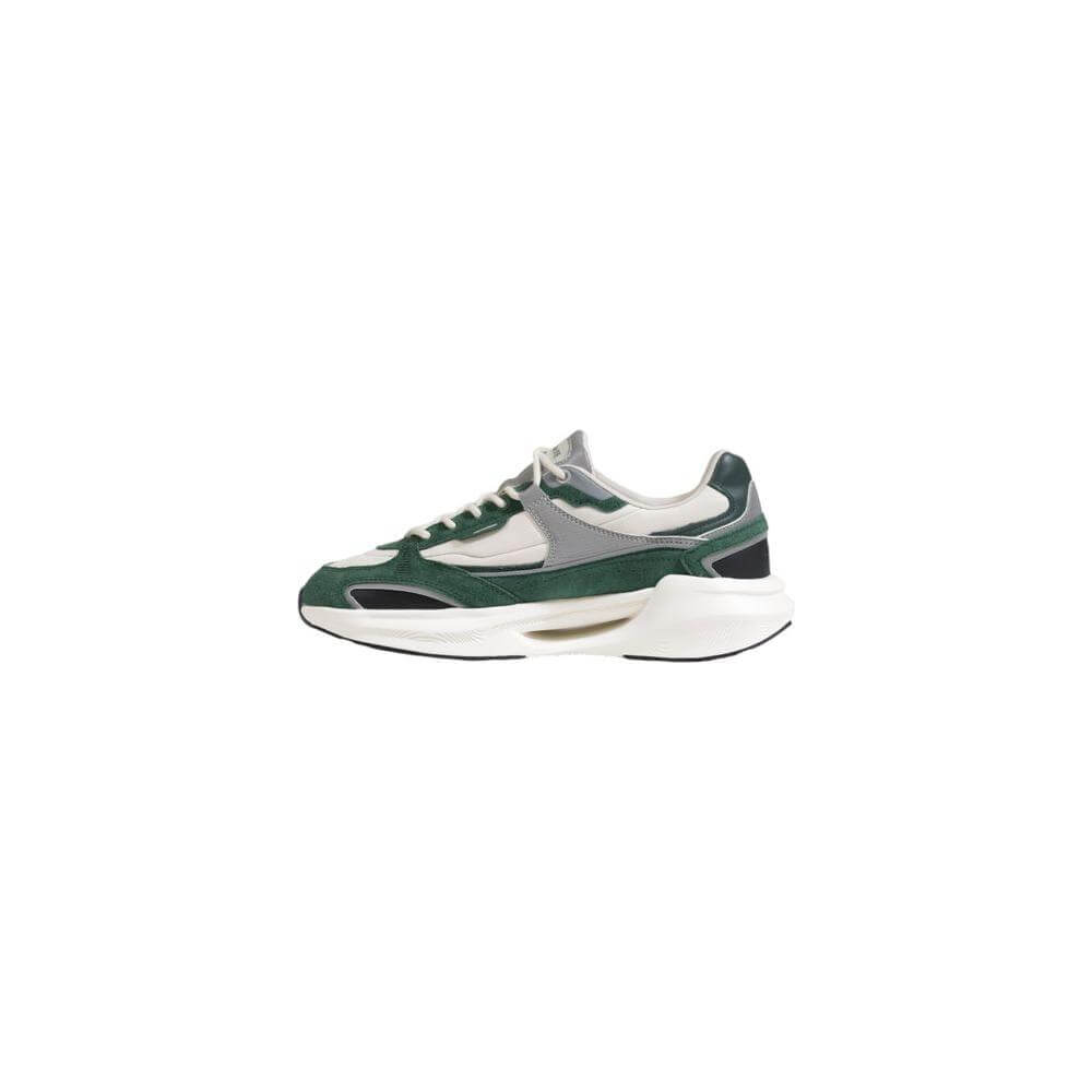 Men's D.A.T.E green leather sneaker, Fall/Winter collection, features stylish design with 100% leather composition.