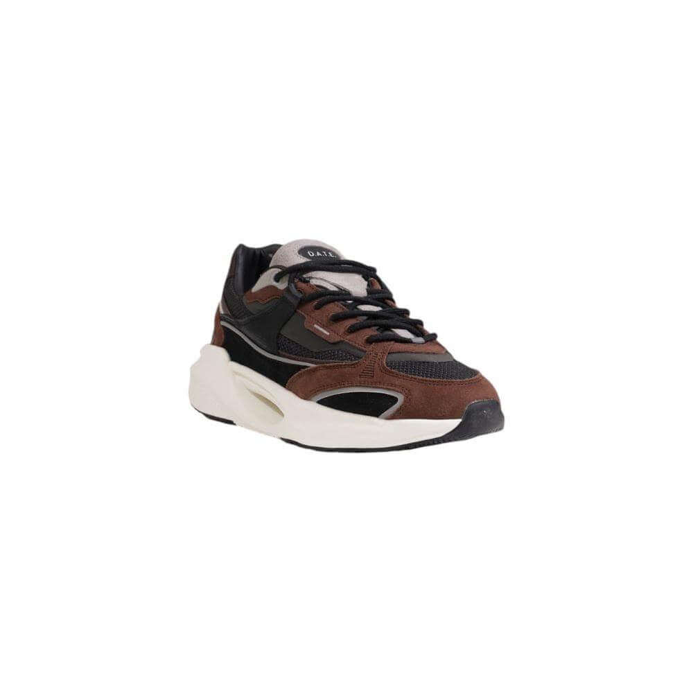 Men’s Fall/Winter D.A.T.E Gray Fabric Sneaker, 100% fabric, stylish casual shoes with a black and brown design, perfect for versatile wear.