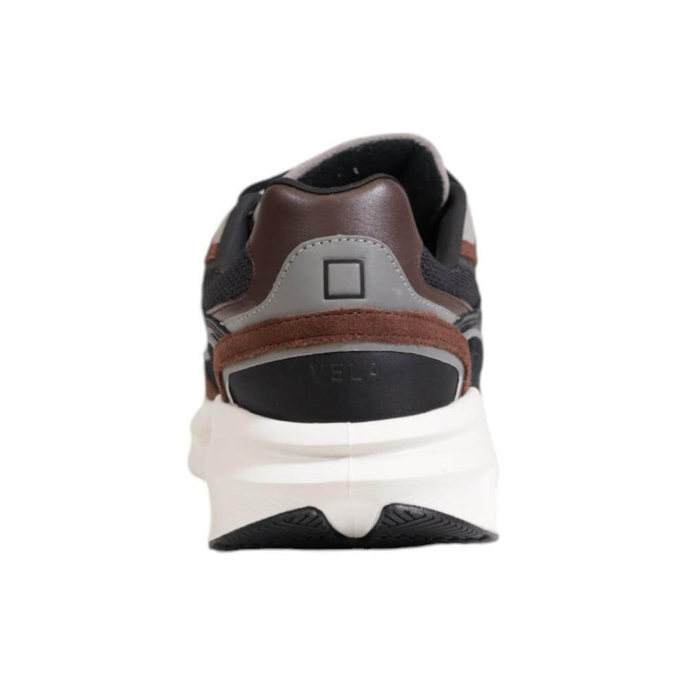 Back view of D.A.T.E gray fabric sneaker for men, featuring fall/winter collection details and 100% fabric composition.