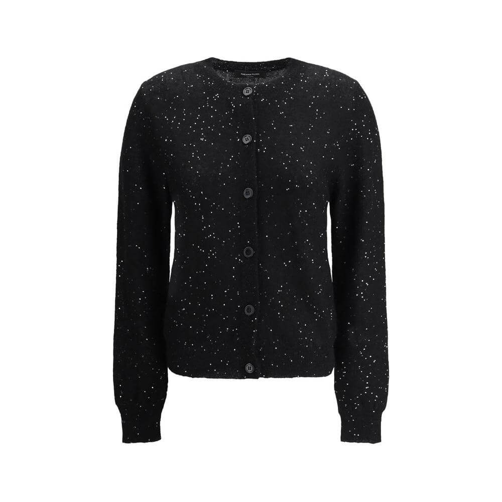 Fabiana Filippi sequined cardigan with front button closure and ribbed cuffs, offering elegance and glamour for special occasions.