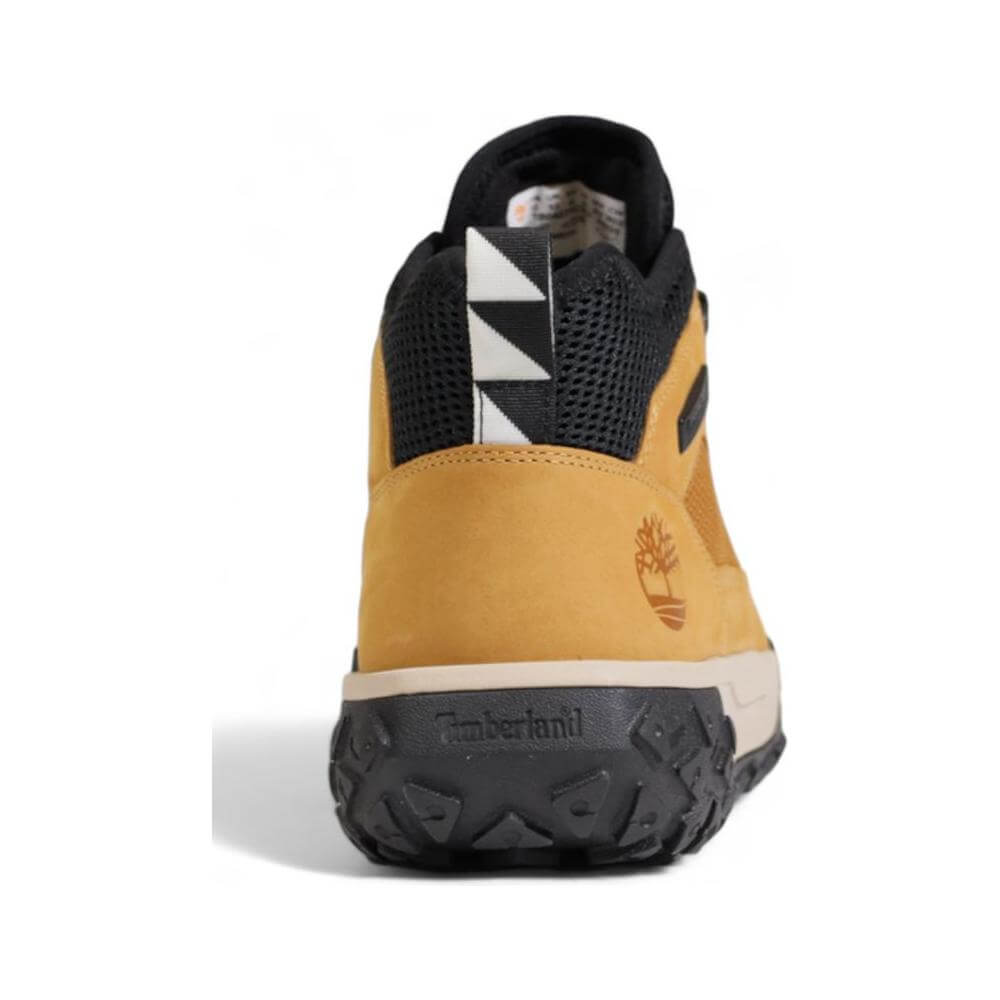 Back view of Timberland Brown Recycled Leather Sneaker with durable rubber sole showcasing eco-friendly design.