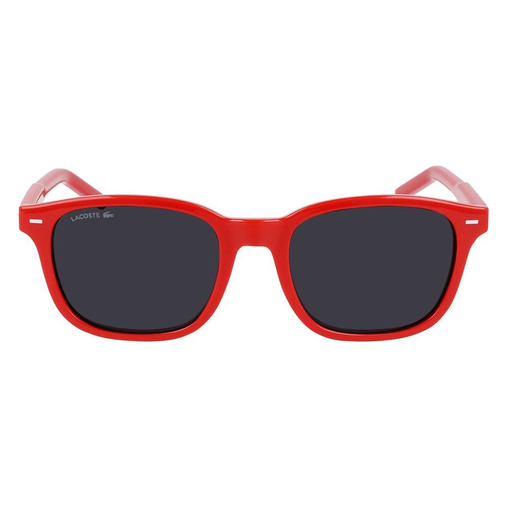 Red Lacoste L3639S-615 men's sunglasses with gray lenses, measuring 49/18/135mm, featuring an injected frame.