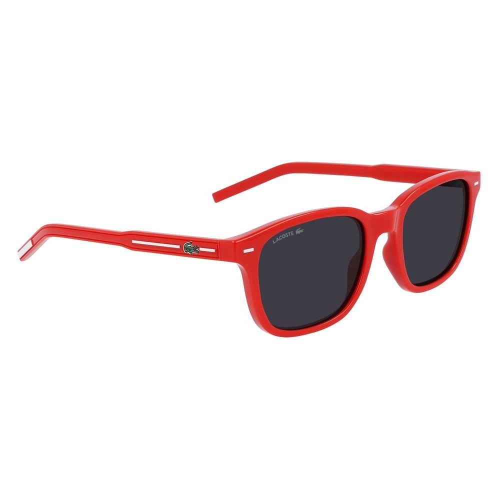 Lacoste Red Injected Sunglasses L3639S-615 with 49/18/135mm gray lenses, UV protection, and stylish red frame for men.