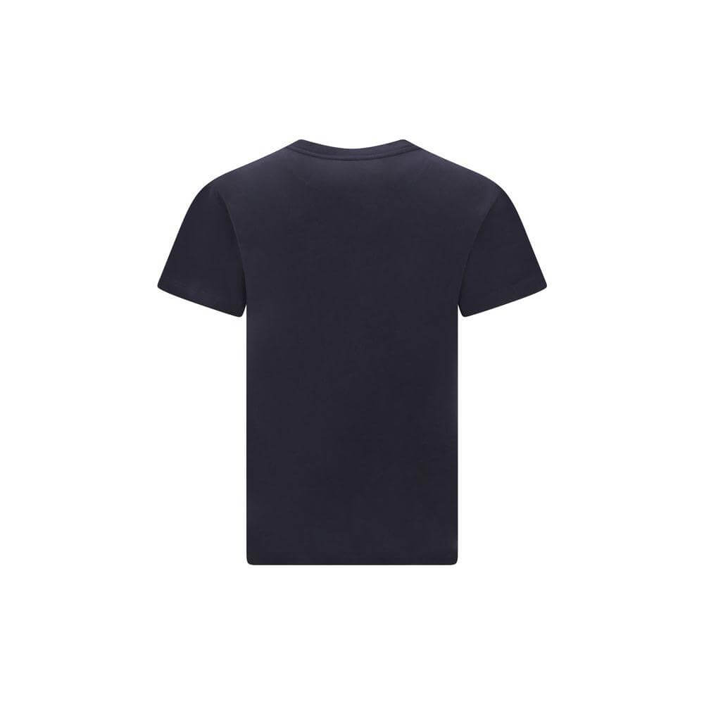 Back view of Jil Sander cotton SS T-shirt with ribbed crew neck and monochrome design, featuring fabric patch logo on front, pack of 3.