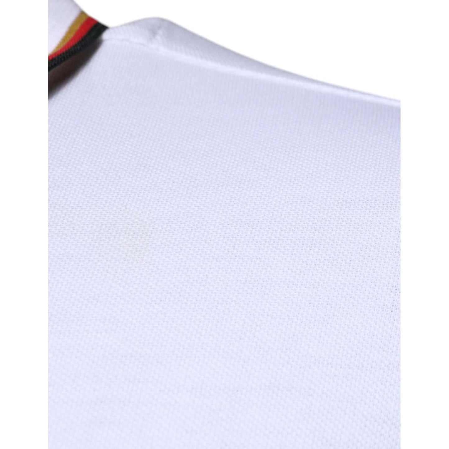 Close-up view of Dolce & Gabbana white crown men's full zip sweatshirt, showcasing texture and collar details.