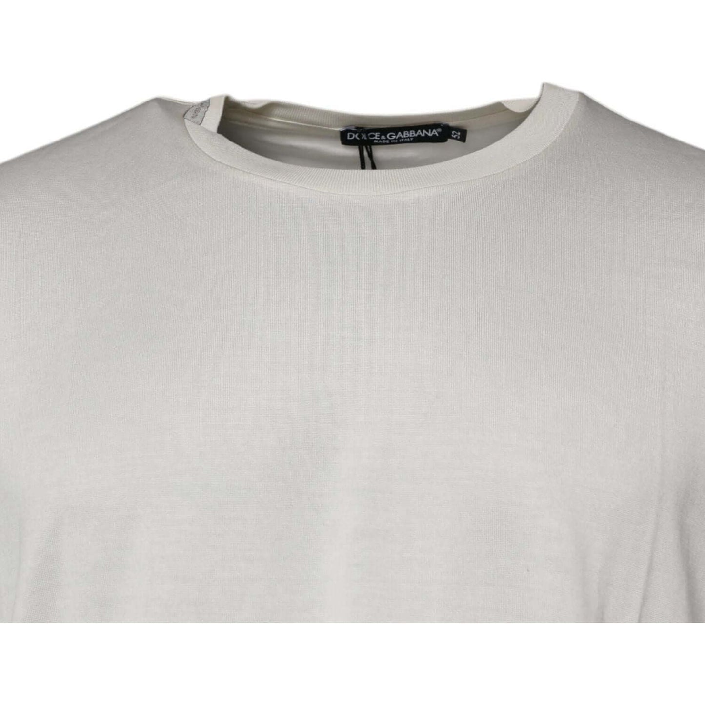 Dolce & Gabbana off white crew neck t-shirt, short sleeve, silk blend, made in Italy, regular fit, luxury fashion